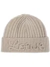 Loewe Logo Ribbed-knit Wool Beanie In Neutrals