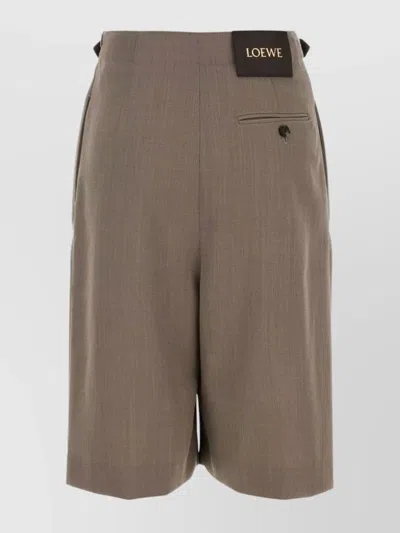 Loewe Wool Bermuda Shorts Featuring Buckle Detail In Brown