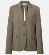 Loewe Womens Khaki Green Split-back Single-breasted Wool Blazer In Brown