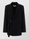 Loewe Womens Black Peak-lapel Draped Wool And Leather Blend Jacket In Black