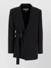 Loewe Womens Black Peak-lapel Draped Wool And Leather Blend Jacket In Black