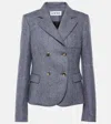Loewe Blue Melange Wool Double-breasted Jacket Women In Blue