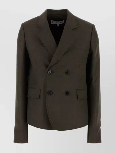 Loewe Blazer Twill Structured Shoulders In Black
