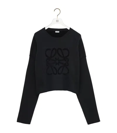 Loewe Wool-blend Anagram Sweater In Black