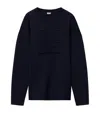 Loewe Relaxed Fit Crewneck Sweater With Embossed Logo In Navy