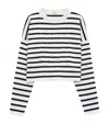 Loewe Striped Wool-blend Sweater With Anagram Detail In White