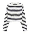 Loewe Striped Wool-blend Sweater With Anagram Detail In White