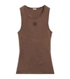 Loewe Embroidered Wool-blend Jersey Tank In Brown