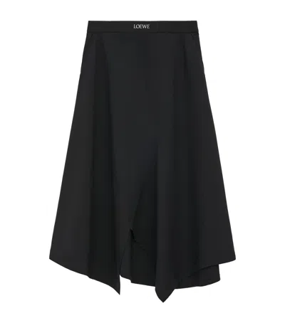 Loewe Wool-blend Asymmetric Skirt In Black