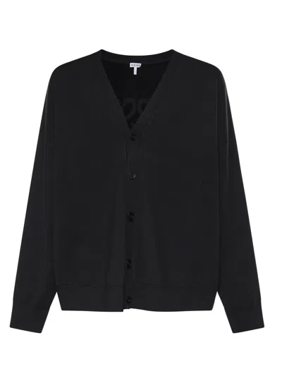 Loewe Wool Blend Cardigan In Black