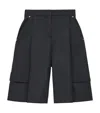 Loewe Wool-blend Check Cargo Shorts In Black