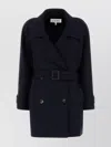 Loewe Wool Blend Coat With Back Vent And Belt In Blue