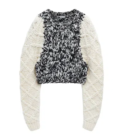 Loewe Wool-blend Cropped Sweater In White