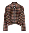 Loewe Wool-blend Draped Check Print Jacket In Orange