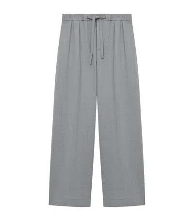Loewe Wool-blend Drawstring Trousers In Gray
