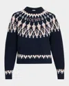 Loewe Stretch Wool Blend Sweater With Patterned Design In Blue