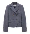 Loewe Blue Melange Wool Double-breasted Jacket Women In Blue