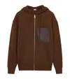 Loewe Wool-blend Leather-pocket Hoodie In Brown