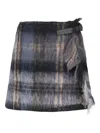 Loewe Blue Checked Mini Skirt In Mohair And Wool Blend In Blue