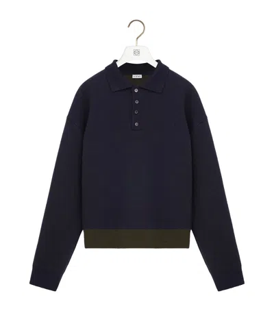 Loewe Wool-blend Polo Sweater In Blue