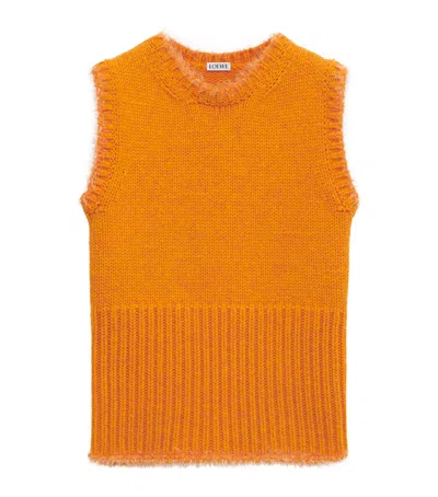Loewe Wool-blend Ribbed Sweater Vest In Orange