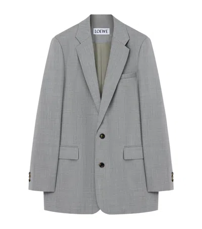 Loewe Wool-blend Single-breasted Blazer In Gray