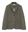 Loewe Womens Khaki Green Split-back Single-breasted Wool Blazer In Green