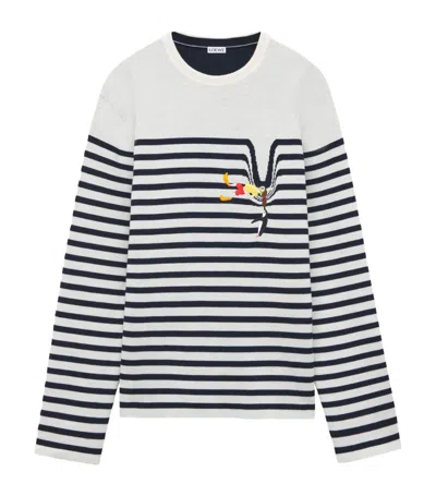 Loewe Wool-blend Striped Sweater In White