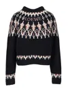 Loewe Wool Blend Sweater Knitwear Blue In Black