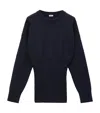Loewe Long Ribbed Wool Sweater In Navy