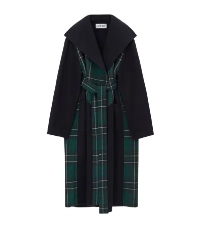 LOEWE LOEWE WOOL-BLEND TARTAN BELTED COAT