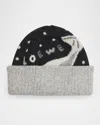 Loewe X Suna Fujita Whale Wool-blend Beanie In Black Grey