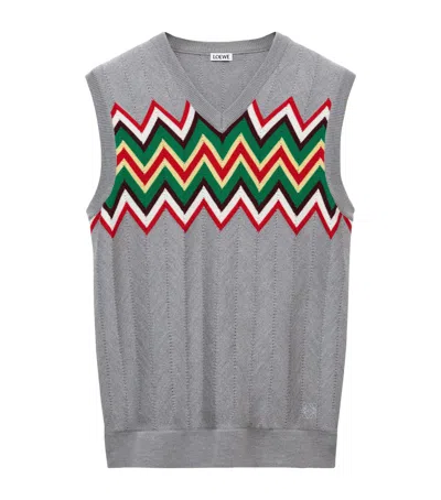 Loewe Wool-blend Zigzag Sweater Vest In Grey