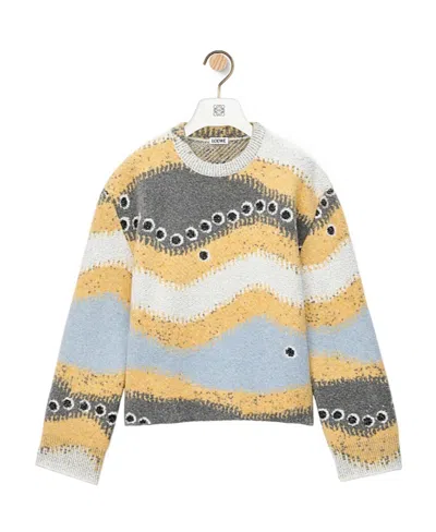 Loewe Womens Multicolor Stripe-pattern Crewneck Knitted Jumper