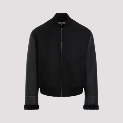 Loewe Wool Bomber Jacket In Black