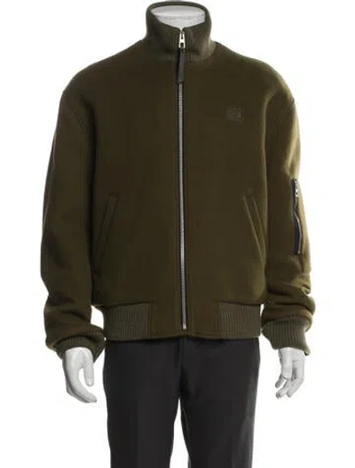 Pre-owned Loewe Wool Bomber Jacket In Green