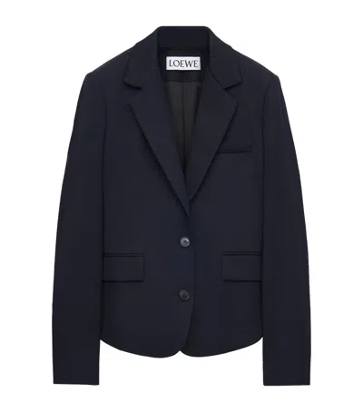Loewe Womens Navy Blue Tailored Wool-blend Jacket
