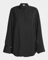 Loewe Womens Black Relaxed-fit Long-sleeve Wool-blend Shirt In Black