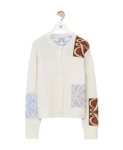 Loewe Wool Button Knitted Cardigan In White