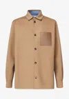 Loewe Camel-colored Virgin Wool And Cashmere Jacket-shirt Men In Brown