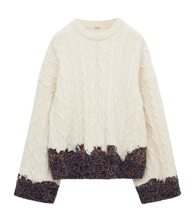 Loewe Wool Cable-knit Contrast Sweater In Multi