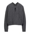 Loewe Womens Grey Keyhole Cable-knit Wool Jumper In Gray