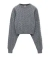 Loewe Cable Knit Crew Neck Wool Sweater In Grey