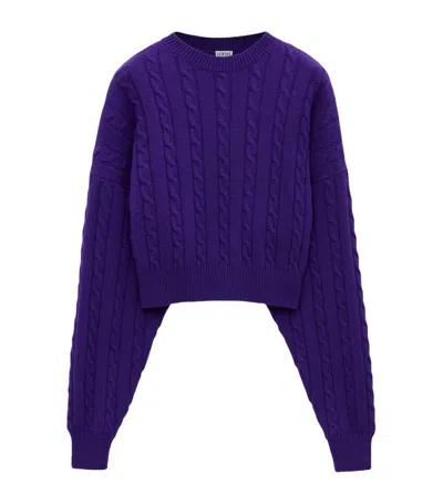 Loewe Wool Cable-knit Sweater In Purple