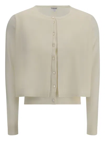 Loewe Wool Cardigan In Neutrals