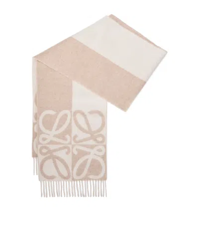 Loewe Wool-cashmere Anagram Scarf In Neutral