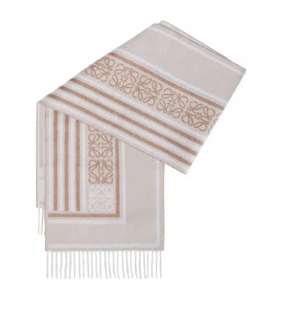 Loewe Wool-cashmere Anagram Scarf In Neutral