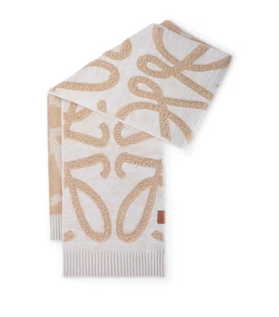 Loewe Wool-cashmere Anagram Scarf In White
