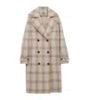 Loewe Womens Beige Double-breasted Checked Wool-cashmere Blend Coat In Neutral