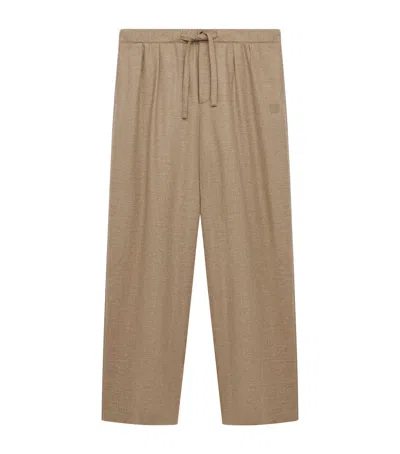 Loewe Wool-cashmere-blend Pleated Trousers In Brown